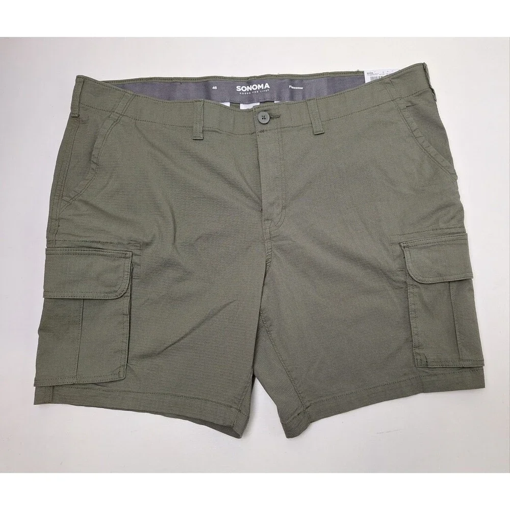 Sonoma Men's Cargo Shorts Flexwear Dusty Olive 6 Pockets Sz 46